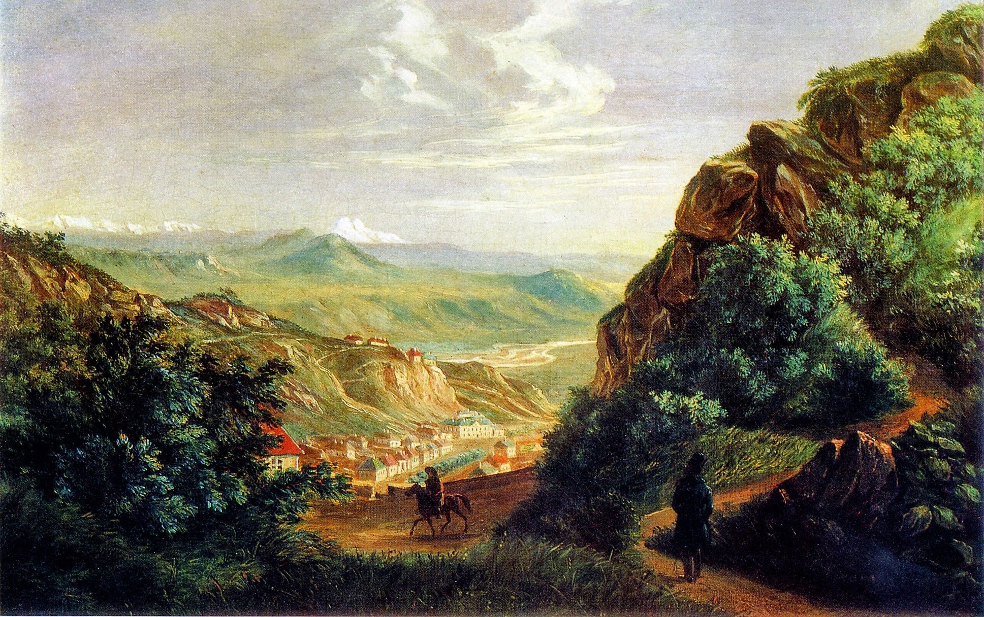 Вид Пятигорска. Рис. М.Ю. Лермонтова. Масло, 1837