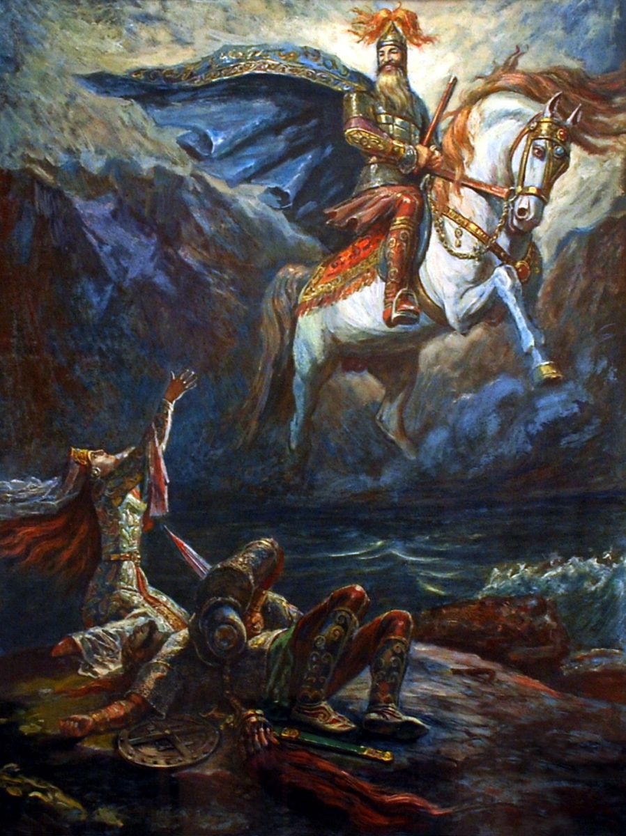 Азанбек Джанаев. «Плач Дзерассы над телами Ахсара и Ахсартага» (1948)