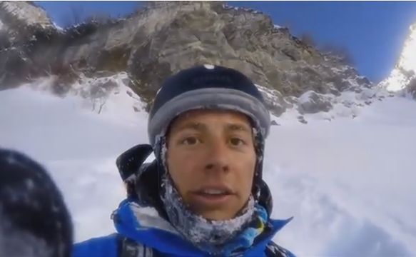 Горнолыжник из США снял на видео свое падение с 45-метровой скалы