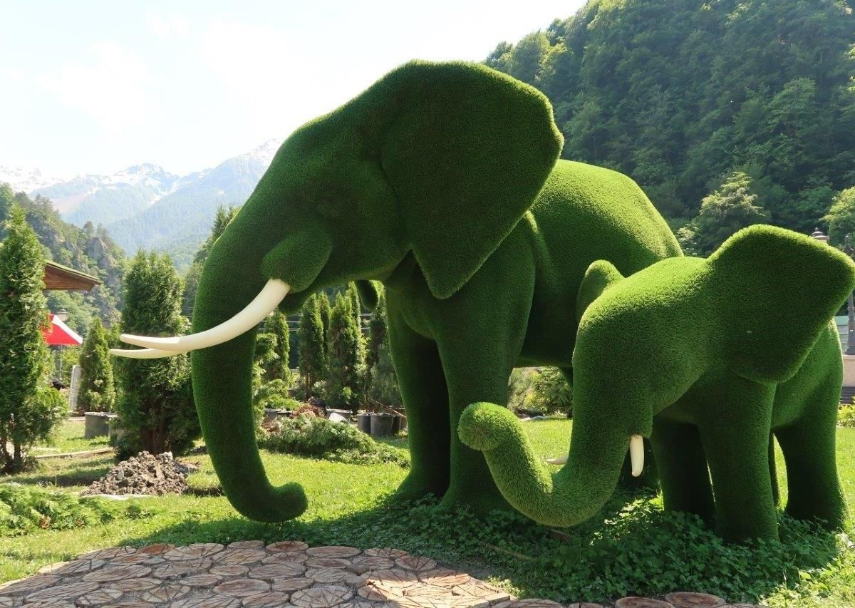 Парк с зелеными фигурами животных появился в Сочи